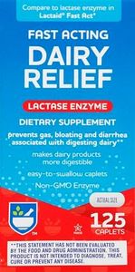 Rite Aid Fast Acting Dairy Relief Lactase Enzyme - 125 Caplets | Lactase Enzyme Supplement | Lactose Intolerance Pills