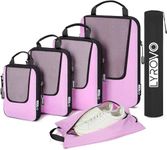 Lyrovo 6 Set Compression Packing Cubes Travel Accessories Expandable Packing Organizers (Pink)