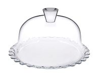 Pasabahce Glass Cake Stand with Dome Lid Cupcake Display,32 centimeters