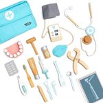 Nesta Toys Wooden Doctor Set for Kids (18 Pcs) | Pretend Play Dentist & Medical Kit | Builds Empathy, Fine Motor Skills & Role Play | Non-Toxic Montessori Toy | Gift for Boys & Girls Age 3–8 Years