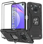 KANSI Case compatible for Xiaomi Mi 10T Lite 5G, Tempered Glass [2 Pack] Protective Silicone TPU Shockproof Tough Armor Hard Cover for Xiaomi Mi 10T Lite 5G - Black