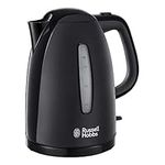 Russell Hobbs Textures Electric 1.7L Cordless Kettle (Fast Boil 3KW, Black premium plastic, matt & high gloss finish, Removable washable anti-scale filter, Push to open lid, Perfect pour spout) 21271