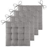 ELFJOY 4 Pack Chair Cushions for Dining Chairs Chair Pads Cushion for Kitchen Office Tufted Textured Square Seat Cushion with Ties (16" Light Grey)