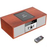 Nostalgic Bluetooth Stereo System for Home, WISCENT Vintage Micro HiFi Systems CD Player,with Bluetooth Audio Streaming,FM Radio,USB Port,Aux-in,Earphone Port.Compact Stereo System