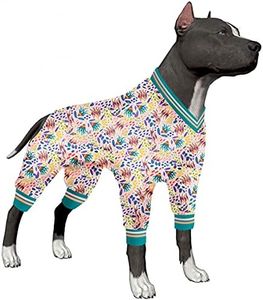 LovinPet Pajamas for Large Dog, Pullover Pjs for Dogs, Post Operative Protection High Collar Dog Pjs, Anxiety Calming Dog Jumpsuit, Stretchable Sturt's Peas Coastal Prints Large Dog Bodysuit XXL