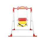 BABYBLESSING Garden Swing|Single Seater|Swing For School,Terrace, Garden|Adjustable Ropes And Ground Pegs|With Safety Locks|Durable|Red&Yellow|Alloy Steel, 103.5 CM