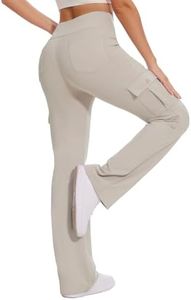 Casei Women's Fleece Lined Pants Cargo Flare Yoga Legging with 6 Pockets