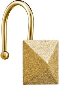 EleCharm Gorgeous Gold Shower Curtain Hooks Rings, Set of 12 Brass Decorative Shower Hanger Rings Metal Rustproof for Bathroom Curtain Rods (Square Pyramid)