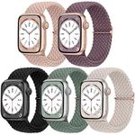 DaQin 5 Pack Braided Solo Loop Band Compatible with Apple Watch 38mm 40mm 41mm 42mm 44mm 45mm 49mm Women Men, Stretchy Nylon Band Elastic Sport Wristband Strap for iWatch Series 9 8 7 6 5 4 3 2 1 SE