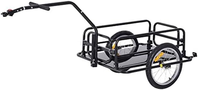 Aosom Bike Cargo Trailer, Bicycle Trailer, Heavy-Duty Bike Wagon Cart, Foldable Compact Storage, with Universal Hitch, 16" Wheels, 88 lbs. Capacity, Black