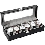 Uten Watch Boxes 6 Slots, Watch Display Storage Box PU Jewelry Collection Case Organiser Holder