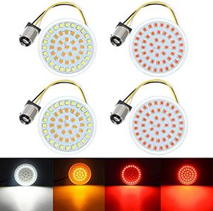 Amazicha 2” LED Turn Signals Bullet Style 1157 SMD White Amber Front Turn Signal Bulbs + 1157 Double Connector Red Rear Turn Signal Lights Compatible for Harley Softail Dyna Sportster Touring