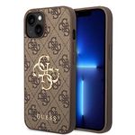 CG MOBILE Guess Compatible with iPhone 15 Case [Official Licensed] PU Leather Case with 4G Metal Logo | Shock Absorption Protective Case/Cover Designed for iPhone 15 (6.1-Inch) 2023 - Brown