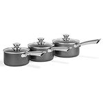 Morphy Richards 973023 Accents Induction Saucepan Set, Non Stick Ceramic Coating, Easy to Clean, Titanium, 3 Piece, 16/18/20 cm