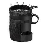 Bike Water Bottle Holder Bag for Kid Adult, Caudblor Insulated Bicycle Coffee Cup Holders with Phone Storage, Black Handlebar Drink/Beverage Container for Walker/Cruiser/Exercise/Mountain Bike…