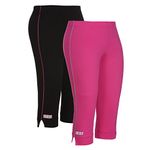 OCEAN RACE Women's Cotton Capri Pack of 2(Hot Pink/Black-WC-15151-3XL)