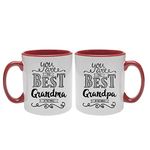 Khakee Printed Grandma Grandpa Theme Ceramic Coffee Mug (325 ml)(Pack of 2)