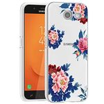 Tothedu Case for Galaxy J3 Prime/J3 Emerge/Express Prime 2/Amp Prime 2/J3 Mission/J3 Eclipse/J3 Luna Pro Case, Clear Slim TPU Back Phone Protective Cover Case for Samsung Galaxy J3 2017 (Blue Flower)
