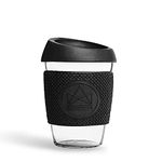 Neon Kactus - Hand-Blown Borosilicate Glass Tumbler, Reusable Coffee Cup with Food-Grade Silicone Seal Lid and Thermal Sleeve, Recyclable Travel Rock Star, 12ozMug,