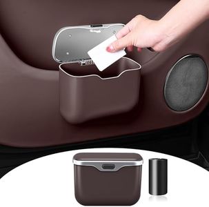 HOLDCY Car Trash Can, Waterproof Multi‑Functional Auto Trash Bin for Door/Console/Seat Back, Universal Vehicle Garbage Can for Car/Truck/SUV Drivers (Brown)