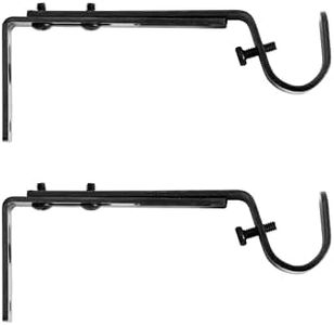Kenney KN85290 Adjustable Curtain Rod Brackets, Black (2-Pack)