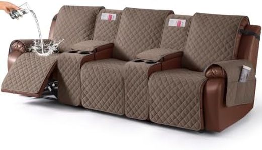 KinCam 100% Waterproof Recliner Sofa Cover with Console, Brown