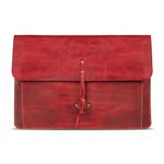 Londo Real Grain Leather MacBook Pro Case with Front Pocket & Flap Closure (Red, 15-16 Inches)