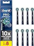 Oral-B Pro Cross Action Electric Toothbrush Head, X-Shape And Angled Bristles for Deeper Plaque Removal, Pack of 8 Toothbrush Heads, Black