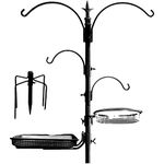 Ashman Premium Bird Feeding Station with Seed Tray and Birdbath Kit, 92 Inches Tall, 82 Inches Above Ground, 4 Sided Hook, for Attracting Wild Birds