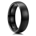 King Will Mens 6mm Black Matte Finish Tungsten Carbide Ring Domed Engagement Wedding Band Comfort Fit 10