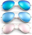 Pro Acme Aviator Sunglasses for Men Women Classic Polarized UV400 Protection 58MM 3PCS(Green Mirrored/Blue Mirrored/Pink Mirrored)