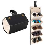 Storescent Sunglasses Organizer with 5 Slots, Travel Glasses Case Storage Portable Sunglasses Storage Case Bag Foldable Eyeglasses Holder Box, Eyewear Display Containers for Men & Women (Black)