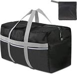 Foldable Travel Bag, 96L Extra Large Holdall Bag, Packable Duffle Bag, Lightweight Waterproof, Black