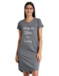 Amazon Brand - Symbol Women's Cotton Graphic Print Knee Length Night Gown (SS19UTSDR01-GP-13_Grey_Xx-Large_Grey_2XL)