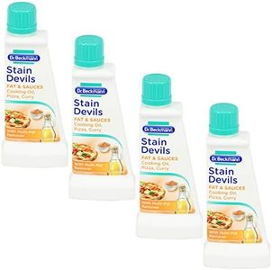 Dr Beckmann Stain Devils Fat & Sauces Cooking Oil, Pizza & Curry Stain Remover (4 x 50ml)