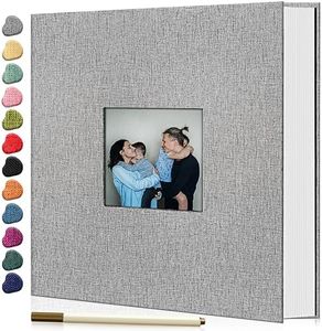 EJBLFE Large Photo Album Self Adhesive for 4x6 5x7 8x10 Photos with Window Linen Cover DIY Scrapbook, 40 Pages with Metal Pen and Plastic Plate, Perfect for Storing Memories (Grey)