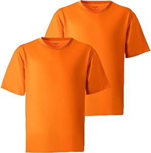 ProtectX 2-Pack High Visibility Short Sleeve T-Shirts for Men, Comfortable Cotton Blend Men's Athletic Shirt, Orange - Small