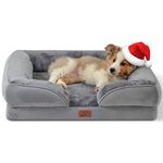 Bedsure Orthopedic Dog Bed Medium - Medium Dog Bed Waterproof, Foam Sofa with Removable Washable Cover, Waterproof Lining and Nonskid Bottom Couch, 28x23x7 Inches, Grey