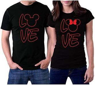 Matching Love Couple T-Shirts Set for him and her Valentines Day, Black