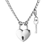 HZMAN Lover Heart Padlock Necklace Padlock Collar Choker for Men Women with Lock and Key 24 Inch (Heart-shaped)