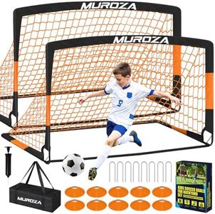 Kids Soccer Goals for Backyard Set, 2 Pack of 6x4 ft Portable Pop Up Soccer Nets with Soccer Ball, Agility Ladder, Cones, Complete Training Equipment for Youth, Toddler Outdoor Sports Games