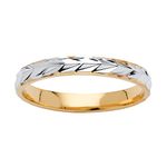 PalmBeach Jewelry Yellow Gold-Plated Two Tone Textured Wedding Band Ring (3mm) Sizes 5-13, Metal