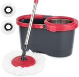 LIVINGbasics Spin Mop Bucket System, Detachable Spinning Basket & Easy Wring 360° Magic Mop, Swivel Wet and Dry Mop