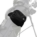 Stripebird - Golf Bag Valuables Pouch - Zippered Bag Featuring Two Metal Landing Pads for Magnetic Golf Gear - Straps to Wrap Around Golf Bags Storage for Accessories (Black)