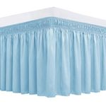 Biscaynebay Wrap Around Bed Skirts for Full & Full XL Beds 15" Drop, Light Blue Adjustable Elastic Dust Ruffles Easy Fit Wrinkle & Fade Resistant Silky Luxurious Fabric Machine Washable