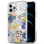 iPhone 12 Pro Max 5G Case, RANZ Anti-Scratch Shockproof Series Clear Acrylic + TPU Bumper Protective Case for iPhone 12 Pro Max (6.7 inch) Aesthetic Phone Case - Tropical Leaves Floral