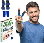 Simply Seniors Finger Splint For Men - 4Pcs - 2 Splints & 2 Sleeves - Brace For Broken Finger, Trigger Finger, Mallet Finger, Arthritis & Straightening - Middle, Ring & Index Fingers