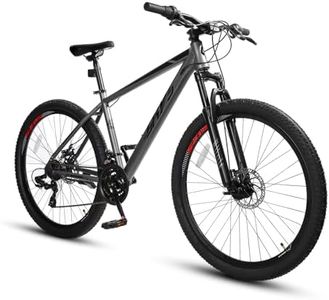 26 Inch Mountain Bike for Adults & Teens, Shimano Rear Derailleur, Microshift Twist Shifter, Dual Disc Brakes, Lockout Fork, 2.35" All-Terrain Tires, Durable Steel Frame, 85% Pre-Assembled, Grey