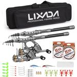 Lixada Fishing Rod Reel Combo with Carrier Bag 2PCS Rod and Reel Telescopic Fishing Accessories for Sea Fishing River Fishing 1.5/1.8/2.1/2.4m