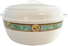 The House of Florence Karishma Green Foil Band Insualted Food Warmer, White, 12 Litre Capacity